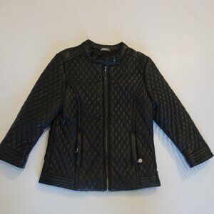 Kids Girls Sarabanda Black Faux Leather Quilted Jacket Sz 3A/98